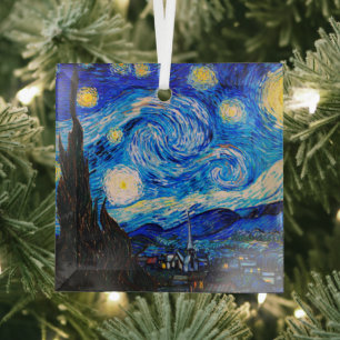 The Starry Night by Vincent Van Gogh Glass Ornament