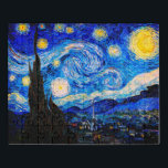The Starry Night by Vincent Van Gogh Jigsaw Puzzle<br><div class="desc">Vincent Van Gogh The Starry Night. This is an old masterpiece from the dutch master painter Vincent Van Gogh.This fine art landscape painting has beautiful,  vibrant,  saturated colour. Vincent Van Gogh was a dutch post impressionist painter. This image is in the public domain</div>