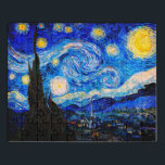 The Starry Night by Vincent Van Gogh Jigsaw Puzzle<br><div class="desc">Vincent Van Gogh The Starry Night. This is an old masterpiece from the dutch master painter Vincent Van Gogh.This fine art landscape painting has beautiful,  vibrant,  saturated colour. Vincent Van Gogh was a dutch post impressionist painter. This image is in the public domain</div>