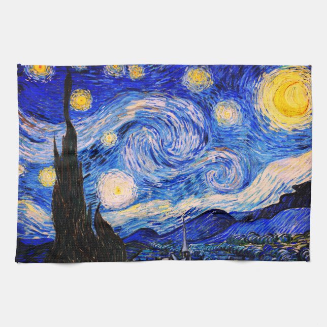 The Starry Night by Vincent Van Gogh Kitchen Towel (Horizontal)