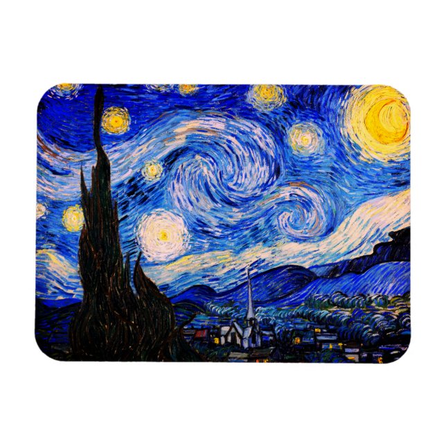 The Starry Night by Vincent Van Gogh Magnet (Horizontal)