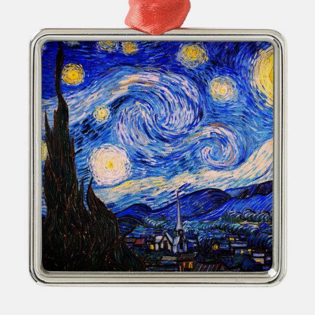The Starry Night by Vincent Van Gogh Metal Ornament (Front)