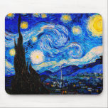 The Starry Night by Vincent Van Gogh Mouse Pad<br><div class="desc">Vincent Van Gogh The Starry Night. This is an old masterpiece from the dutch master painter Vincent Van Gogh.This fine art landscape painting has beautiful,  vibrant,  saturated colour. Vincent Van Gogh was a dutch post impressionist painter. This image is in the public domain</div>
