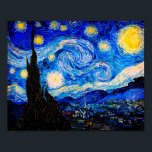 The Starry Night by Vincent Van Gogh Poster<br><div class="desc">Vincent Van Gogh The Starry Night. This is an old masterpiece from the dutch master painter Vincent Van Gogh.This fine art landscape painting has beautiful,  vibrant,  saturated colour. Vincent Van Gogh was a dutch post impressionist painter. This image is in the public domain</div>