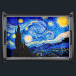 The Starry Night by Vincent Van Gogh Serving Tray<br><div class="desc">Vincent Van Gogh The Starry Night. This is an old masterpiece from the dutch master painter Vincent Van Gogh.This fine art landscape painting has beautiful,  vibrant,  saturated colour. Vincent Van Gogh was a dutch post impressionist painter. This image is in the public domain</div>