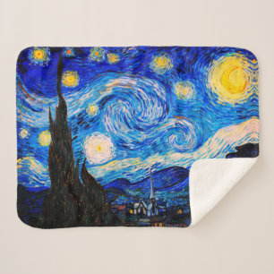 The Starry Night by Vincent Van Gogh Sherpa Blanket