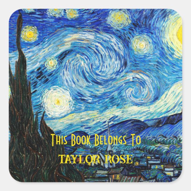The Starry Night by Vincent Van Gogh  Square Sticker (Front)