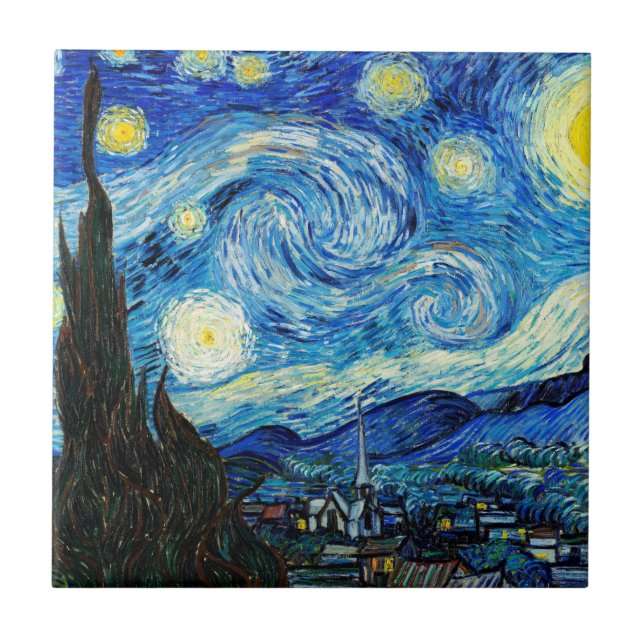 The Starry Night by Vincent Van Gogh  Tile (Front)