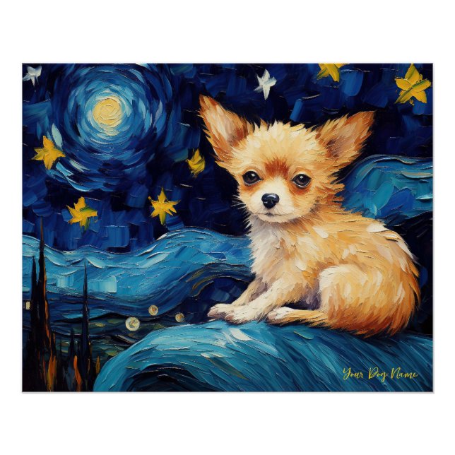 The starry night - Chihuahua Dog 002 - Qian wan Go Poster (Front)
