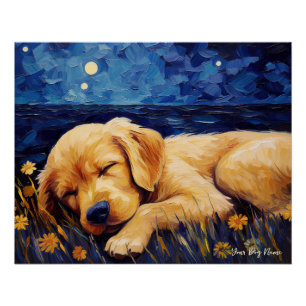 The starry night - Golden Retriever Dog 002 - Qian Poster