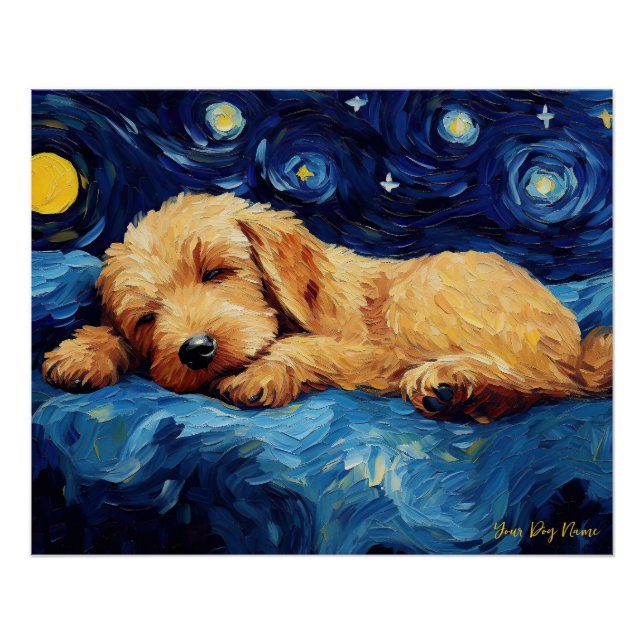 The starry night - Goldendoodle Dog 002 - Qian wan Poster (Front)