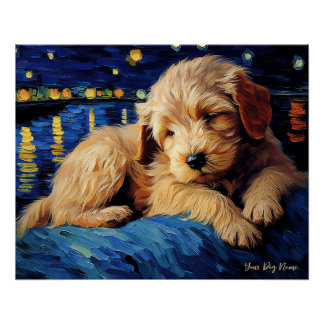 The starry night - Goldendoodle Dog 003 - Qian wan Poster