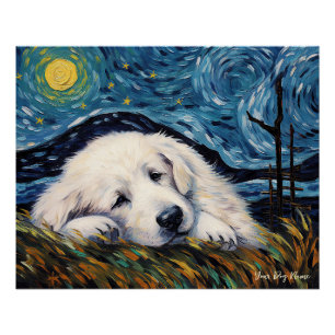The starry night - Great Pyrenees Puppy Dog 003 -  Poster