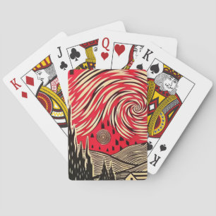 The Starry Night in BAUHAUS optical illusion style Playing Cards