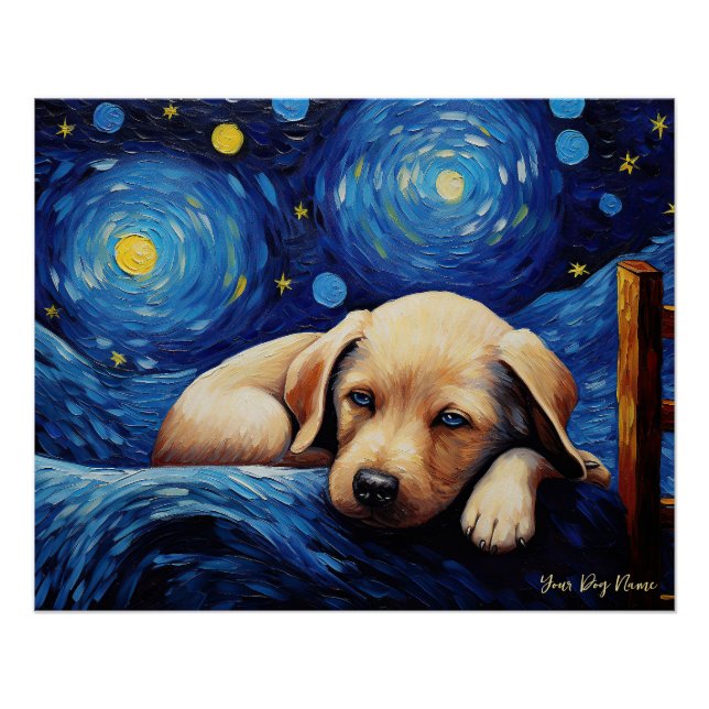 The starry night - Labrador Retriever Puppy Dog 00 Poster (Front)