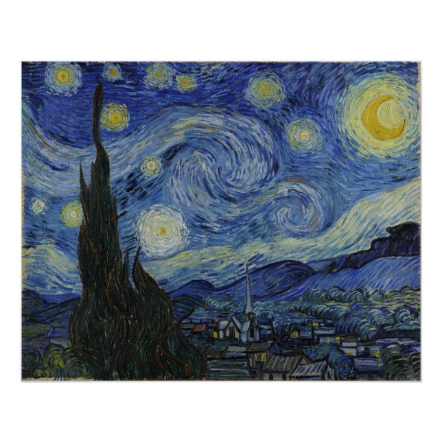 The Starry Night, oil painting, Vincent Van Gogh Poster (Front)