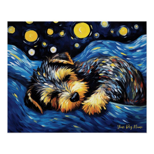 The starry night - Schnauzer Dog 002 - Qian wan Go Poster (Front)