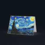 The Starry Night - Van Gogh Card<br><div class="desc">The Starry Night is an oil on canvas painting by Dutch Post-Impressionist painter Vincent van Gogh. Painted in June 1889, it depicts the view from the east-facing window of his asylum room at Saint-Rémy-de-Provence, just before sunrise, with the addition of an imaginary village</div>