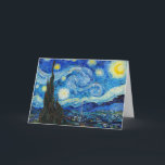 The Starry Night | Van Gogh | Card<br><div class="desc">The Starry Night is an oil-on-canvas painting by the Dutch Post-Impressionist painter Vincent van Gogh. Painted in June 1889,  it depicts the view from the east-facing window of his asylum room at Saint-Rémy-de-Provence,  just before sunrise,  with the addition of an imaginary village.</div>