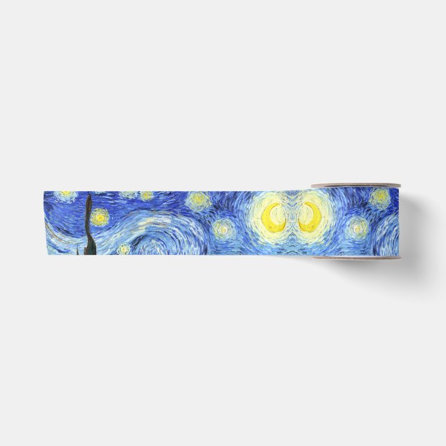 The Starry Night Van Gogh Impressionism Ribbon Satin Ribbon (Front)