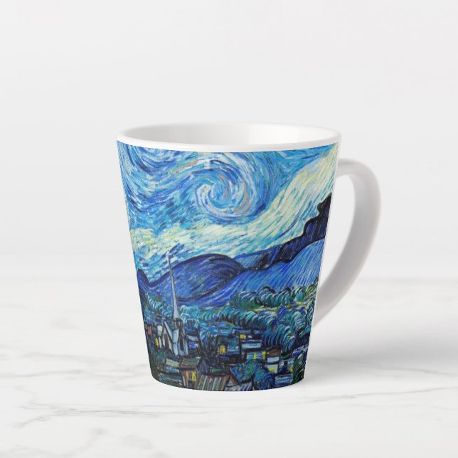 The Starry Night Van Gogh Latte Coffee Mug (Right Angle)