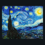 The Starry Night - Van Gogh Photo Print<br><div class="desc">The Starry Night is an oil on canvas painting by Dutch Post-Impressionist painter Vincent van Gogh. Painted in June 1889,  it depicts the view from the east-facing window of his asylum room at Saint-Rémy-de-Provence,  just before sunrise,  with the addition of an imaginary village</div>