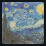 The Starry Night | Van Gogh | Stone Coaster<br><div class="desc">The Starry Night is an oil-on-canvas painting by the Dutch Post-Impressionist painter Vincent van Gogh. Painted in June 1889,  it depicts the view from the east-facing window of his asylum room at Saint-Rémy-de-Provence,  just before sunrise,  with the addition of an imaginary village.</div>