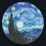 The Starry Night Vincent Van Gogh blue landscape Classic Round Sticker<br><div class="desc">This Van Gogh stationery paper sticker depicts his Impressionist masterpiece, The Starry Night (1889). "The Starry Night" is one of Dutch Post-Impressionist artist Vincent van Gogh's most well-known oil paintings. The Starry Night is an oil painting on canvas that was produced by Dutch Post-Impressionist painter Vincent van Gogh. In addition...</div>
