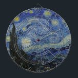 The Starry Night (Vincent van Gogh) (Famous Art) Dartboard<br><div class="desc">This design features a famous painting by the Dutch Post-Impressionist painter Vincent van Gogh (1853–1890). It depicts the view from the east-facing window of his asylum room at Saint-Rémy-de-Provence, just before sunrise; van Gogh also added an imaginary village to the scene. "The Starry Night" is one of the most recognized...</div>