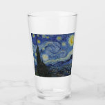 The Starry Night (Vincent van Gogh) (Famous Art) Glass<br><div class="desc">This design features a famous painting by the Dutch Post-Impressionist painter Vincent van Gogh (1853–1890). It depicts the view from the east-facing window of his asylum room at Saint-Rémy-de-Provence, just before sunrise; van Gogh also added an imaginary village to the scene. "The Starry Night" is one of the most recognized...</div>