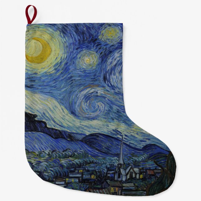 The Starry Night (Vincent van Gogh) (Famous Art) Large Christmas Stocking (Front)