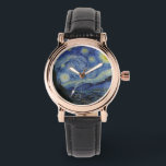 The Starry Night (Vincent van Gogh) (Famous Art) Watch<br><div class="desc">This design features a famous painting by the Dutch Post-Impressionist painter Vincent van Gogh (1853–1890). It depicts the view from the east-facing window of his asylum room at Saint-Rémy-de-Provence, just before sunrise; van Gogh also added an imaginary village to the scene. "The Starry Night" is one of the most recognized...</div>