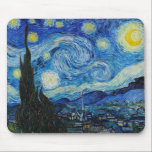 The Starry Night - Vincent Van Gogh Mouse Pad<br><div class="desc">View from the psychiatric hospital at Saint-Rémy-de-Provence (France),  just before sunrise,  with addition of an imaginary village. Oil on canvas (1889) by Dutch painter Vincent van Gogh.</div>