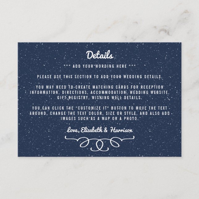 The Starry Night Wedding Collection - Detail Enclosure Card (Front)