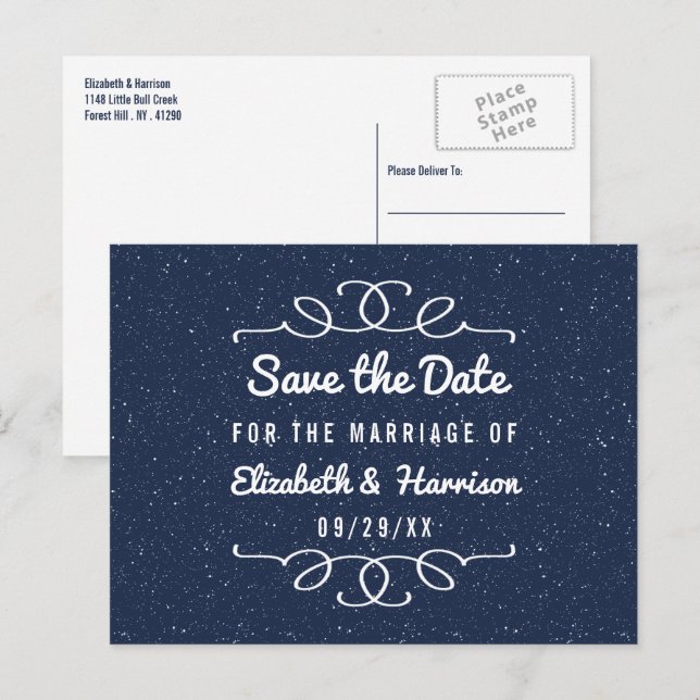 The Starry Night Wedding Save The Date Announcement Postcard (Front/Back)