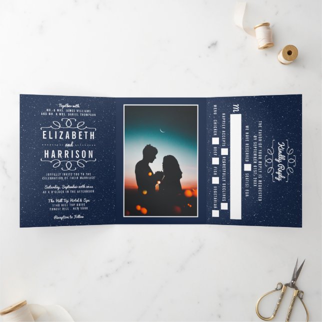 The Starry Night Wedding Suite Tri-Fold Invitation (Inside)
