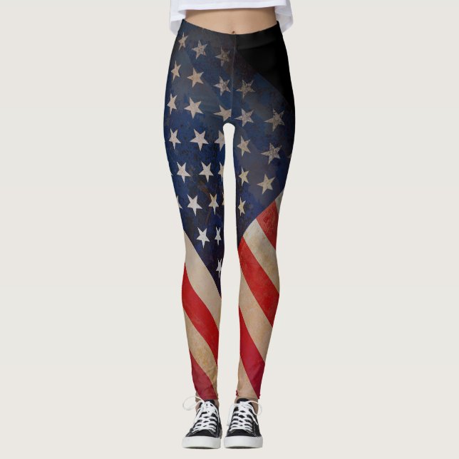 The Stars And Stripes Grunge style Leggings (Front)