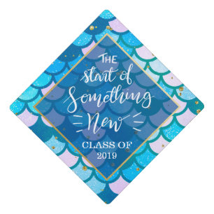 The Start Of Something New Mermaid Pattern Graduation Cap Topper