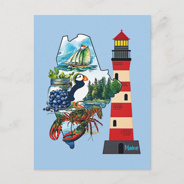 The State Of Maine Postcard (Front)