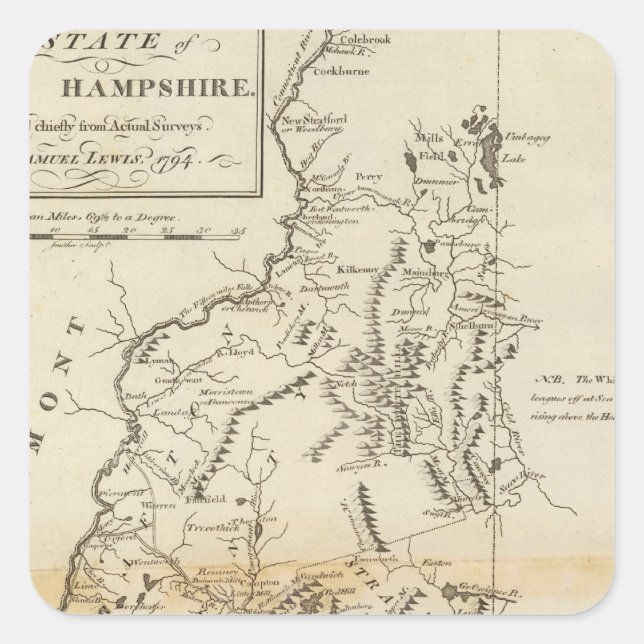 The State of New Hampshire Square Sticker (Front)