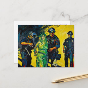 The Statue of Liberty Gets Arrested Postcard
