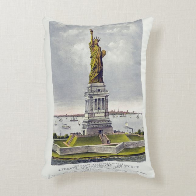 The Statue of Liberty, The Great Bartholdi Statue Accent Pillow (Front(Vertical))