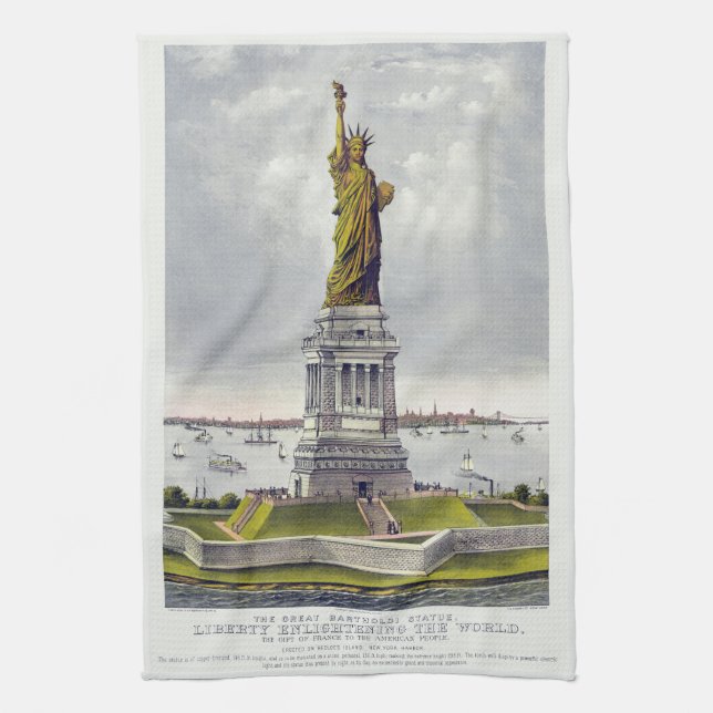 The Statue of Liberty, The Great Bartholdi Statue Kitchen Towel (Vertical)
