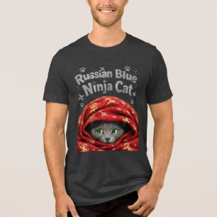 The Stealthy & Starchy: Russian Blue Ninja Cat Tri-Blend Shirt