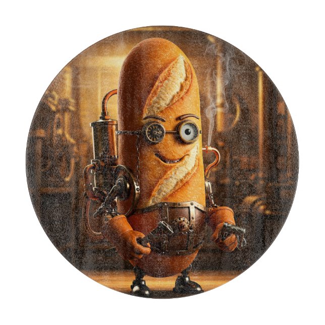 The Steampunk Baguette Cutting Board (Front)