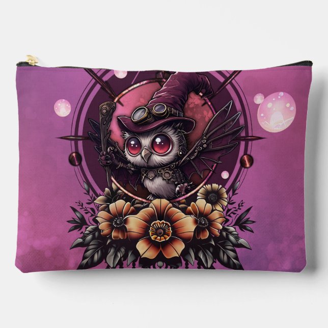 The Steampunk Owl: Guardian of Secrets.  Accessory Pouch (Front)