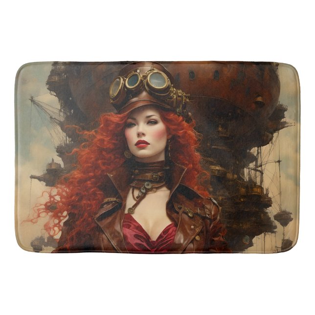 The Steampunk Woman Bath Mat (Front)