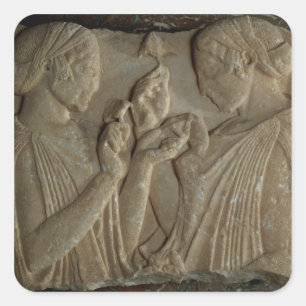 The Stele of Pharsalos depicting the glorifying of Square Sticker