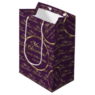 The Stephens Family Christmas Purple Faux Gold Medium Gift Bag