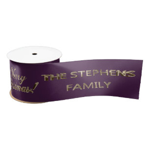 The Stephens Family Name Elegant Faux Gold Script Satin Ribbon
